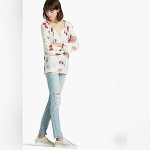 Lucky Brand Floral Raglan Blouse M